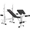 HOMCOM Panca con supporto bilanciere, pressa pettorale, pressa per gambe, poggiabraccia per curl bicipiti, acciaio, Nero+Bianco | Aosom Italy