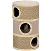 PawHut Tiragraffi a barile, barile a 3 piani per gatti con corda in sisal, 45x45x79 cm, Khaki e Marrone | Aosom Italy