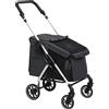 PawHut Passeggino per cani, carrello leggero e pieghevole con cuscino lavabile, finestre a rete, Grigio | Aosom Italy