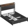 HOMCOM Telaio letto 140 x 190 cm con doghe in metallo, letto matrimoniale imbottito con 4 cassetti e ripiano, nero | Aosom Italy