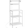 HOMCOM Scaffale da Cucina con 2 Prese Ripiano per Microonde Ripiano Regolabile Ganci 60x42x137 cm Bianco | Aosom Italy