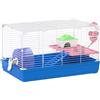 PawHut Gabbia per Criceti Casa per Roditori con Ruota per Esercizio Ciotola Abbeveratoio Casetta Rampe per Gerbilli 47x30x27 cm Blu | Aosom Italy