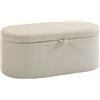HOMCOM Pouf contenitore, rivestimento in cord con seduta imbottita, panca a fine letto, 105 x 51 x 49 cm, Beige | Aosom Italy