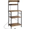 HOMCOM Scaffale da Cucina con 2 Prese Ripiano per Microonde Ripiano Regolabile Ganci 60x42x137 cm Marrone Rustico | Aosom Italy