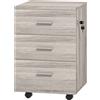 Vinsetto Cassettiera da Scrivania con 3 Cassetti Ruote Serratura 2 Chiavi Archivio Mobile per Studio Soggiorno 40x40x61,5 cm Grigio | Aosom Italy
