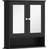kleankin Armadio da Bagno con Specchio Armadio da Parete con 2 Ante Ripiano Aperto Ripiano Regolabile 56x13x58cm Nero | Aosom Italy