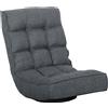 HOMCOM Sedia da pavimento pieghevole Poltrona da lettura girevole 360° con schienale regolabile in 5 posizioni 58x107x79 cm Grigio | Aosom Italy