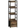HOMCOM Libreria a 4 livelli, scaffale di stoccaggio stretto con cassetto, 8 ganci, , 39 x 26 x 136,5 cm, marrone rustico | Aosom Italy