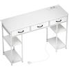 HOMCOM Scrivania con contenitore e prese, 3 cassetti in tessuto e 4 ripiani, 120 x 40 x 76 cm, Bianco | Aosom Italy