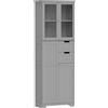 HOMCOM Mobile da bagno alto, mobile contenitore con 4 ante di cui 2 vetrate, 2 cassetti e ripiani regolabili, bianco | Aosom Italy