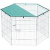 PawHut Recinto per cani, recinto per cani 6 pannelli con tetto, modulabile e pieghevole, recinto portatile 76H cm con porta argento verde | Aosom Italy