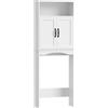HOMCOM Armadio sopra il WC Mobile da bagno con 2 ante a chiusura silenziosa Ripiano aperto 64x21x173,5 cm Bianco | Aosom Italy