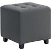HOMCOM Poggiapiedi da salotto, pouf, seduta imbottita capitoné in tessuto effetto lino con tasca laterale, 35 x 35 x 35 cm, grigio | Aosom Italy