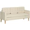 HOMCOM Divano 3 posti in flanella effetto neve, divano moderno con scomparto nascosto, schienale capitonné, 166,5 x 62 x 82 cm, crema | Aosom Italy