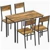 HOMCOM Set tavolo sala da pranzo con 4 sedie, tavolo da cucina con sedie 4 persone, gambe in metallo, marrone rustico | Aosom Italy