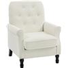 HOMCOM Poltrona da salotto, divano 1 posto con seduta imbottita spessa, cuscino con molle, tessuto effetto lino, 69x75x90cm, crema | Aosom Italy