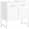 HOMCOM Mobile sotto lavabo, mobile bagno con 2 ante a chiusura soft e ripiano regolabile, bianco | Aosom Italy