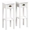 HOMCOM Set di 2 tavolini d'appoggio Comodino stile sofisticato con cassetto, ripiano inferiore, 30 x 30 x 75 cm, bianco | Aosom Italy