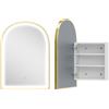 HOMCOM Armadio da parete bagno con specchio e illuminazione LED, porta ad arco, antiappannamento, 50x14,5x70cm, oro | Aosom Italy