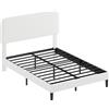 HOMCOM Struttura letto singolo con testiera imbottita in Teddy-Fleece, telaio letto in metallo, montaggio semplice, Bianco | Aosom Italy