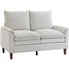 HOMCOM Divano 2 posti 146 cm, divano in chenille con imbottitura a doppio strato, cuscino a molle, seduta profonda, schienale alto, bianco crema | Aosom Italy