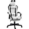HOMCOM Sedia gaming ergonomica con Orecchie da Gatto, poltrona gamer con schienale reclinabile, 65 x 62 x 124 cm, bianco | Aosom Italy