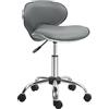 HOMCOM Sgabello a rotelle sgabello da lavoro con altezza regolabile 44-56 cm e schienale, girevole 360°, grigio | Aosom Italy