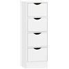 HOMCOM Mobile da bagno, mobile contenitore con 4 cassetti e maniglie a gola, 29 x 29 x 83 cm, bianco | Aosom Italy