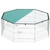 PawHut Recinto per cani, recinto 8 pannelli con tetto, modulabile e pieghevole, recinto portatile 60H cm con porta argento verde | Aosom Italy