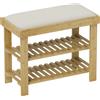 HOMCOM Panca porta scarpe in bambù, scaffale per scarpe a 3 livelli, stile scandinavo, 60 x 29 x 49 cm, crema e legno naturale | Aosom Italy