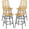 HOMCOM Set di 4 sgabelli da bar, sedie da bar, schienale in cannage e poggiapiedi, struttura in acciaio, 42,5x52x102cm, giallo | Aosom Italy