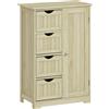 kleankin Armadio da Bagno Colonna Stretta con 4 Cassetti e Ripiano Regolabile Stile Moderno 56x30x83 cm Legno Naturale | Aosom Italy