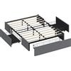 HOMCOM Letto contenitore 140 x 190 cm, telaio del letto matrimoniale imbottito con 3 cassetti, rete a doghe in LVL, silenzioso, grigio | Aosom Italy