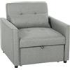 HOMCOM Poltrona letto 3-in-1, poltrona-letto estraibile con schienale regolabile, Grigio | Aosom Italy