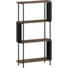HOMCOM Scaffale contenitore, libreria a 4 ripiani con pannelli laterali curvati, telaio in acciaio, 80x30x141cm, marrone | Aosom Italy