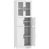HOMCOM Mobile da bagno, mobile contenitore 6 livelli, 6 ante di cui 2 vetrate, ripiani regolabili, 60x30x170cm, bianco | Aosom Italy