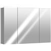 kleankin Armadio da parete per bagno con 3 ante specchio e ripiani regolabili in MDF Grigio dim. 90L x 15l x 60H cm | Aosom Italy