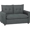 HOMCOM Divano 2 posti, divano da salotto moderno 131 cm con seduta imbottita, cuscini con molle, tessuto in lino, grigio scuro | Aosom Italy