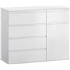 HOMCOM Buffet salotto, mobile contenitore con 5 cassetti, ripiano regolabile e anta con chiusura rallentata, 100 x 40 x 80 cm, bianco | Aosom Italy