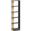 HOMCOM Libreria Scaffale portaoggetti con 5 scomparti aperti 45 x 21 x 170 cm Nero e rovere | Aosom Italy