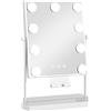 HOMCOM Hollywood Specchio da Trucco con Luce 9 Lampadine LED 3 Colori Interruttore Touch Supporto per Telefono Bianco | Aosom Italy