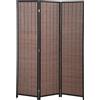 HOMCOM Paravento in legno separatore di ambienti divisorio pieghevole 3 pannelli 135 x 180 cm marrone | Aosom Italy