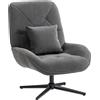 HOMCOM Poltrona d'accento girevole, poltrona imbottita in chenille con cuscino lombare, schienale alto, seduta profonda, grigio scuro | Aosom Italy