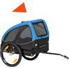 PawHut Rimorchio per cani pieghevole con catarifrangenti, finestre in mesh, ruote, porta e bandierina di sicurezza per cani fino a 20 kg 138x70x89 cm Blu | Aosom Italy