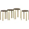 HOMCOM Sgabelli imbottiti set da 4, impilabili, finitura verniciata, gambe in legno, Marrone | Aosom Italy