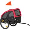 PawHut Rimorchio per cani pieghevole con riflettori finestre in rete ruote porta bandierina di sicurezza per cani fino a 20 kg 138x70x89 cm Rosso | Aosom Italy