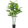 HOMCOM Pianta artificiale Calathea altezza 150 cm vaso in cemento 53 foglie - interno | Aosom Italy
