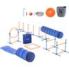 PawHut Agility Set per cani 11 pezzi Attrezzatura Agility per cani con 2 tunnel Altezza regolabile Cerchio da salto & Ostacoli Pali slalom | Aosom Italy
