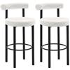 HOMCOM Set di 2 sgabelli da bar, sedie da bar in tessuto bouclé con schienale curvo, poggiapiedi, 50x52,5x98cm, crema | Aosom Italy