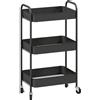 HOMCOM Carrello multifunzione, carrello su ruote, carrello cucina, 3 ripiani, 4 ruote, 45 cm x 30,6 cm x 79 cm, nero | Aosom Italy